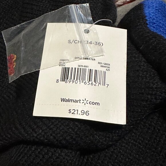 Holiday Time Ugly Christmas Sweater Womens S Dinosaur Red Black Sequins NWT - Picture 9 of 9